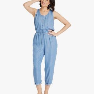 Knox Rose Women's Blue Denim Sleeveless Jumpsuit Size XL